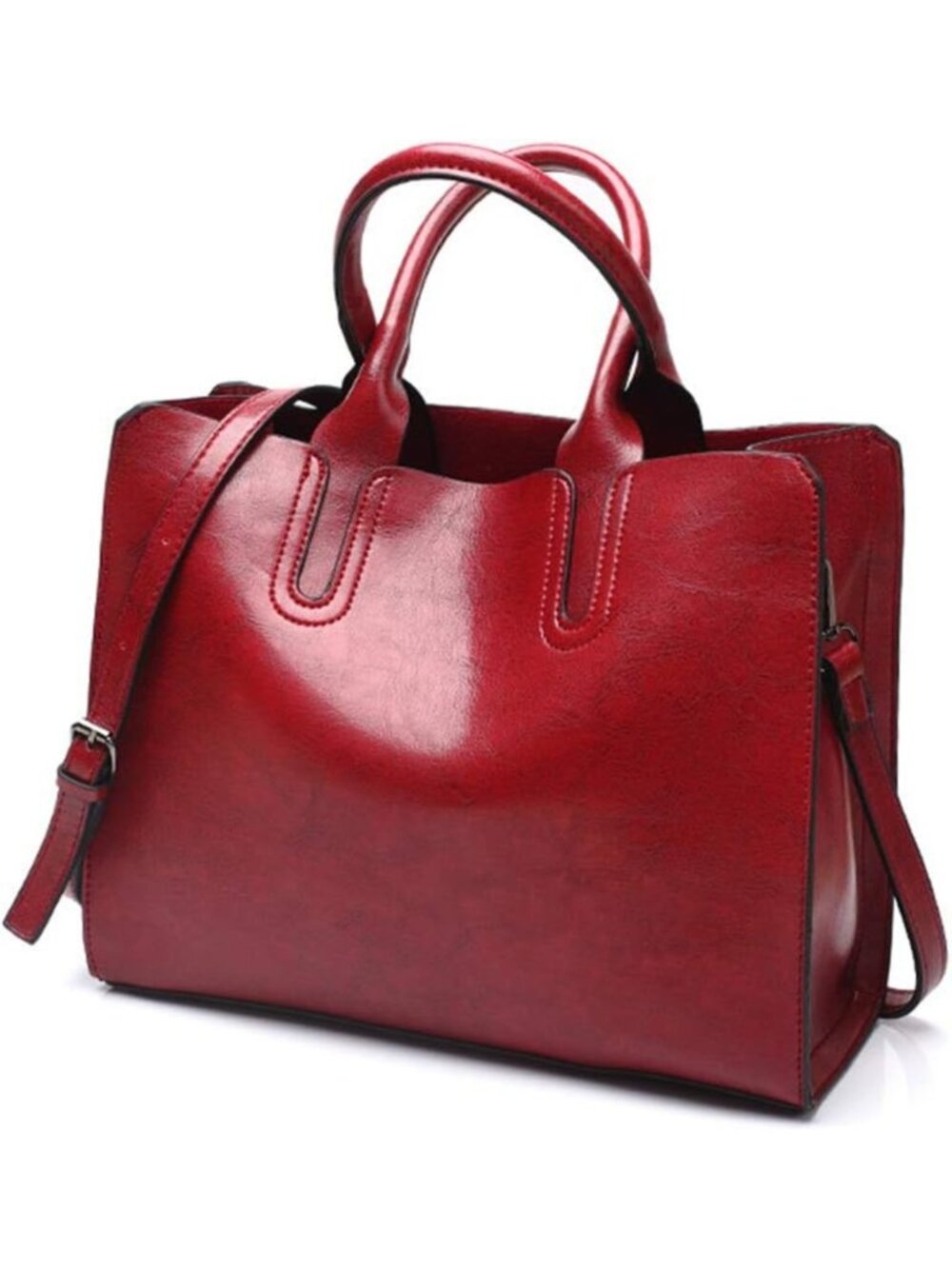 Large Faux Leather Tote Bag for Women | Stylish Work Shoulder Purse with Zipper